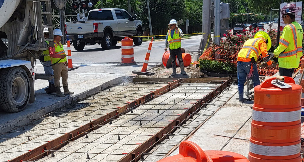 Rebar has been installed and area is ready for concrete pouring.