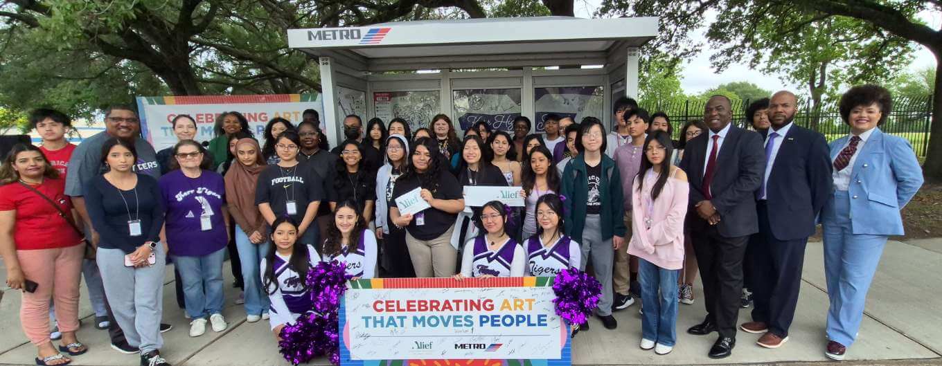 METRO and Alief ISD partner up to install bus shelters designed by students.