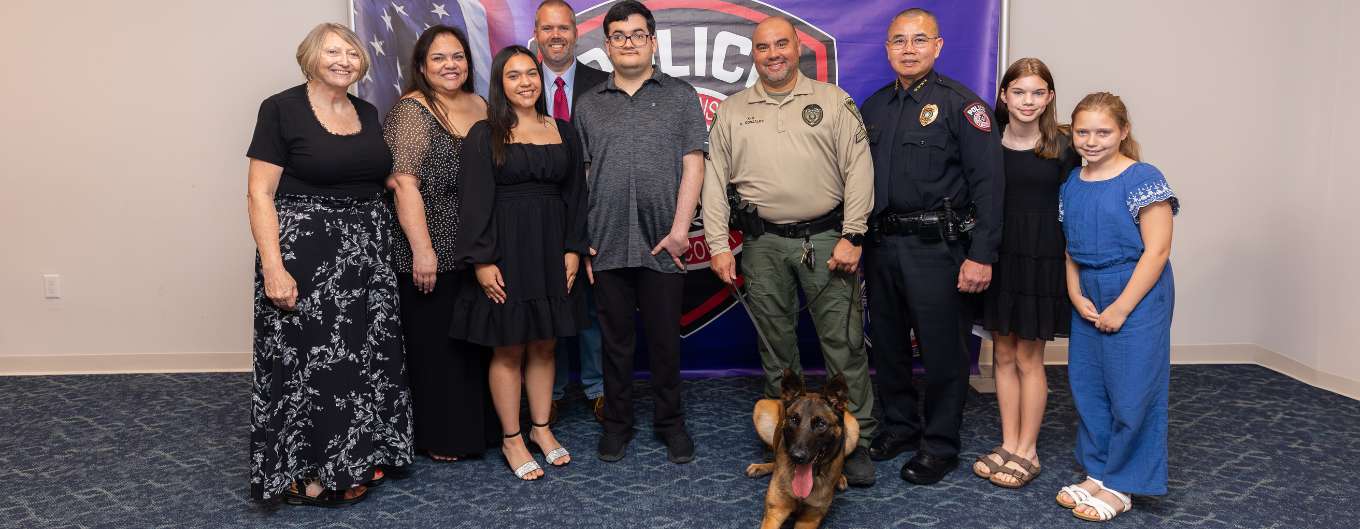 MPD Lieutenant Theodore Naradovy's family meet the newest MPD K9 Thor.